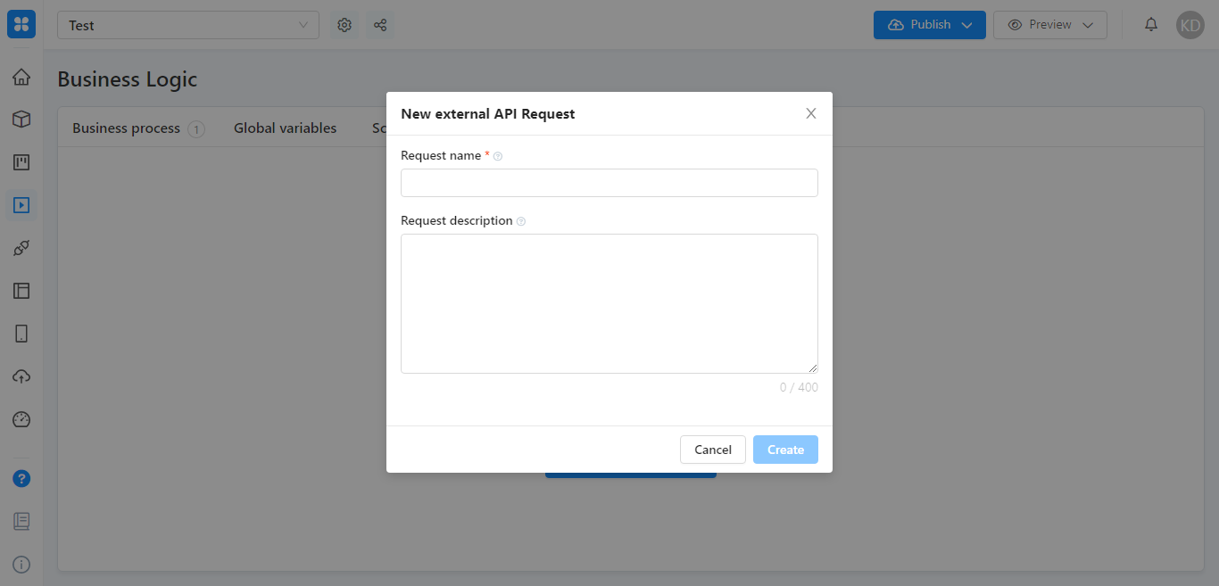 New external API request